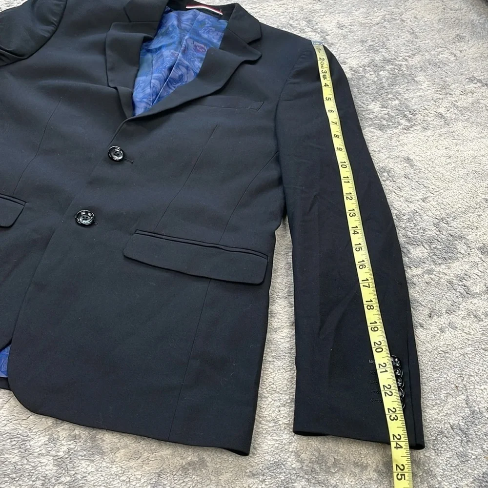 New Soul of London Essential Black Solid Suit Jacket Blazer Stretch Sz 34R
